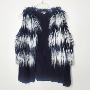 Vince Camuto Faux Fur Ivory Cream Sleeves Jacket/ Vest